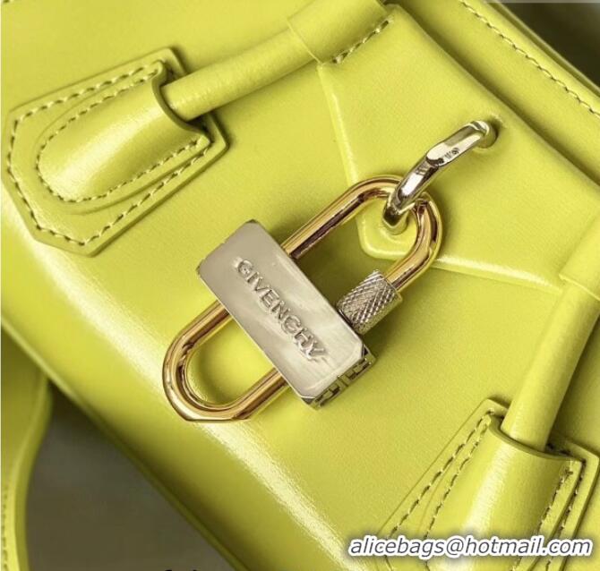 Good Quality Givenchy Mini Antigona Stretch Bag in Box Leather 19113 Neon Yellow 2023