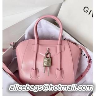 Luxury Cheap Givenchy Mini Antigona Lock Bag in Box Leather 5082 Light Pink 2023