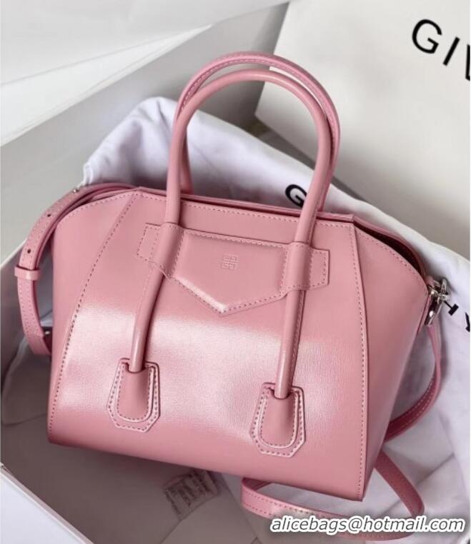 Luxury Cheap Givenchy Mini Antigona Lock Bag in Box Leather 5082 Light Pink 2023