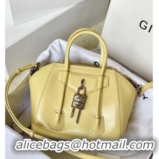 Best Classic Givenchy Mini Antigona Lock Bag in Box Leather 5082 Yellow 2023