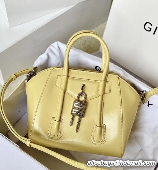 Best Classic Givenchy Mini Antigona Lock Bag in Box Leather 5082 Yellow 2023