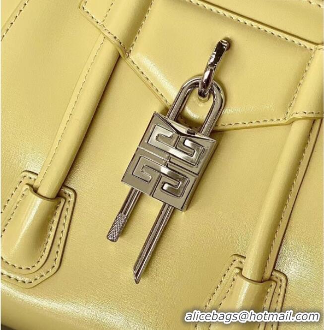 Best Classic Givenchy Mini Antigona Lock Bag in Box Leather 5082 Yellow 2023
