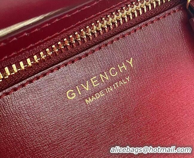 Spot Discount Givenchy Mini Antigona Lock Bag in Box Leather 5082 Burgundy 2023