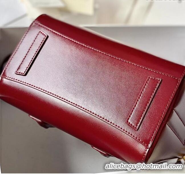 Spot Discount Givenchy Mini Antigona Lock Bag in Box Leather 5082 Burgundy 2023