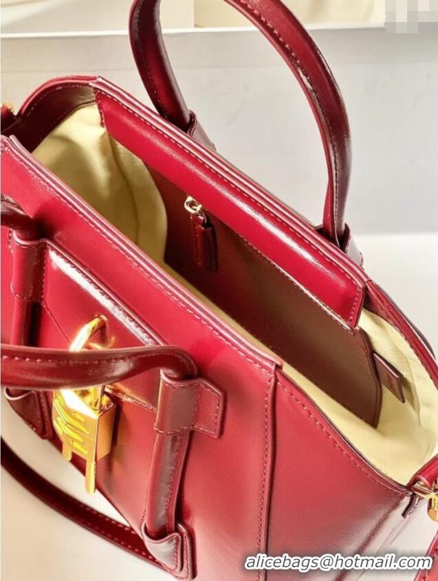 Spot Discount Givenchy Mini Antigona Lock Bag in Box Leather 5082 Burgundy 2023