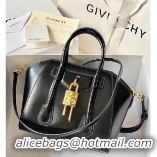 Spot Bulk Givenchy Mini Antigona Lock Bag in Box Leather 5082 Black/Gold 2023