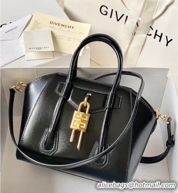Spot Bulk Givenchy Mini Antigona Lock Bag in Box Leather 5082 Black/Gold 2023