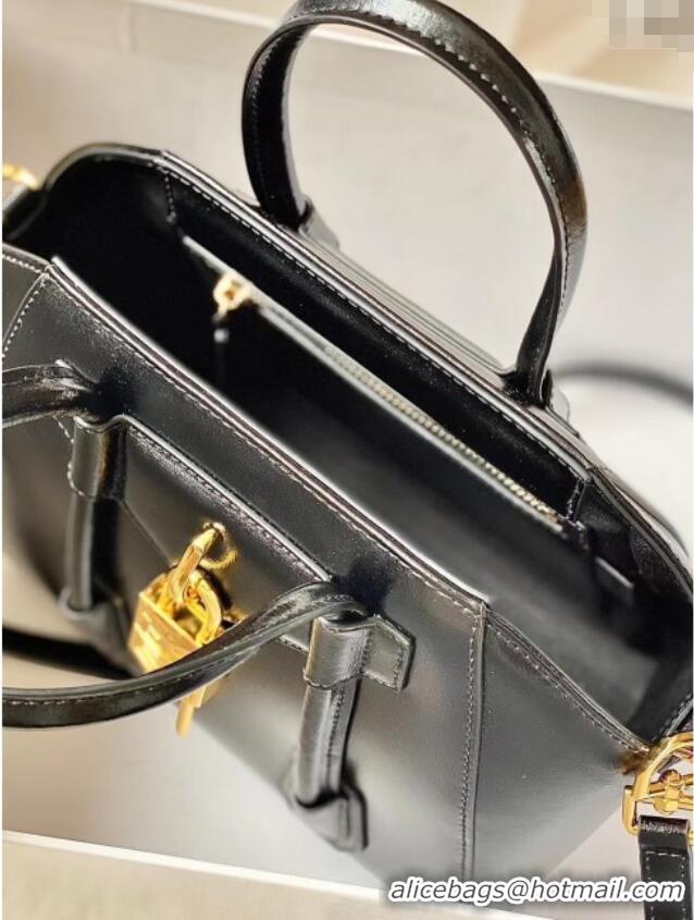 Spot Bulk Givenchy Mini Antigona Lock Bag in Box Leather 5082 Black/Gold 2023