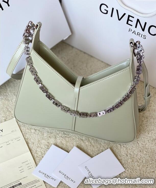 Luxury Cheap Givenchy Small Cut Out bag in shiny leather with chain 19119 Light Grey 2023