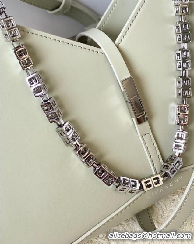 Luxury Cheap Givenchy Small Cut Out bag in shiny leather with chain 19119 Light Grey 2023