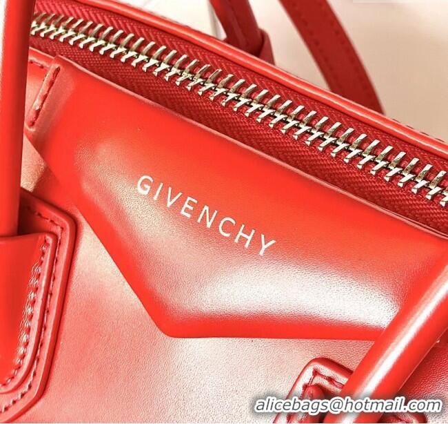 Best Quality Givenchy Mini Antigona bag in Box leather 9981 Red 2023