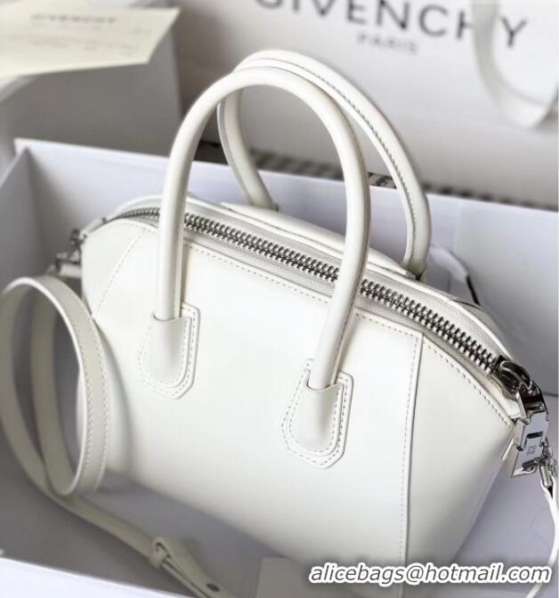 Buy Fashionable Givenchy Mini Antigona bag in Box leather 9981 White 2023