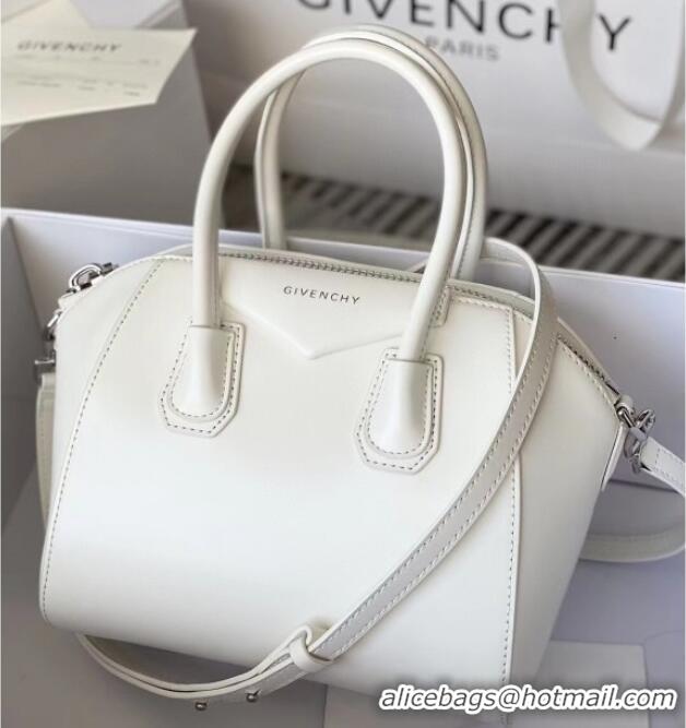 Buy Fashionable Givenchy Mini Antigona bag in Box leather 9981 White 2023