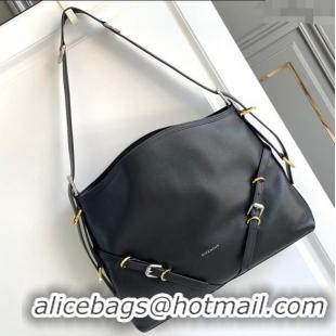 Well Crafted Givenchy Medium Voyou Shoulder Bag in Tumbled Buffalo Leather 2502 Black 2024