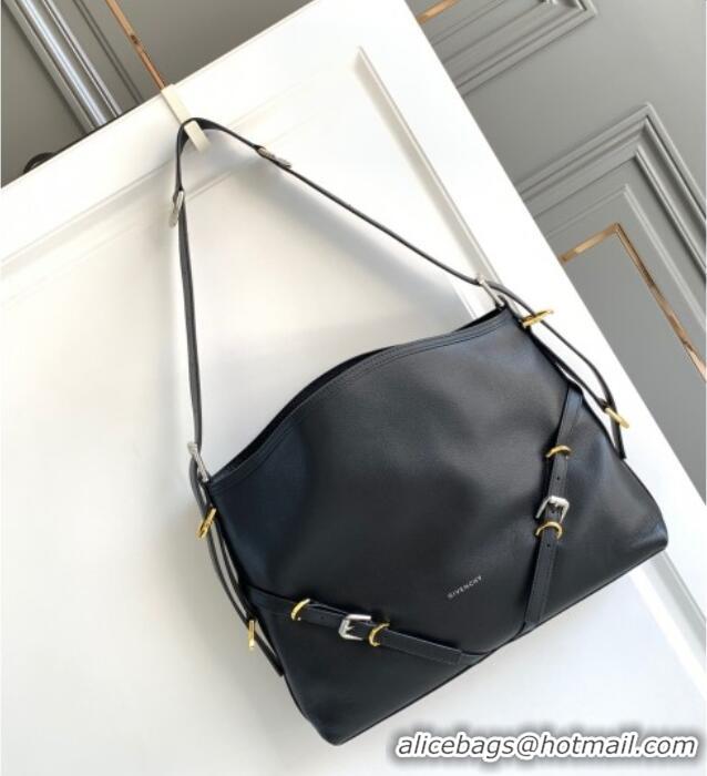 Well Crafted Givenchy Medium Voyou Shoulder Bag in Tumbled Buffalo Leather 2502 Black 2024