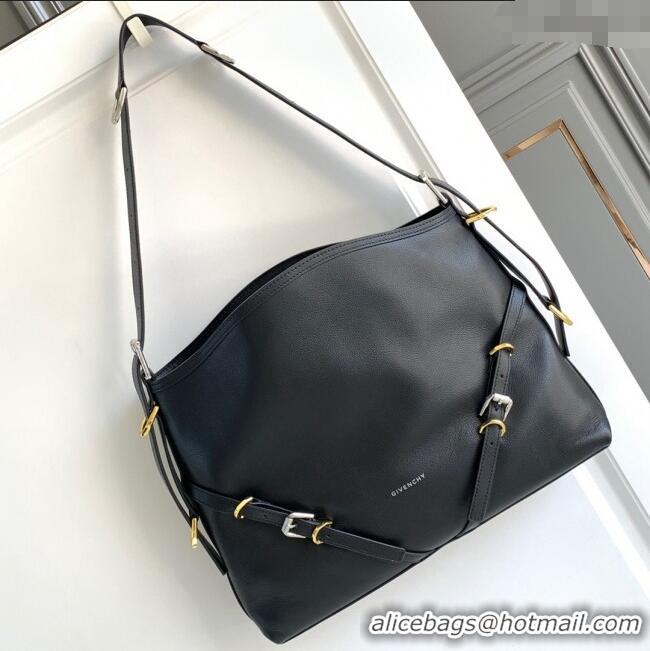 Well Crafted Givenchy Medium Voyou Shoulder Bag in Tumbled Buffalo Leather 2502 Black 2024