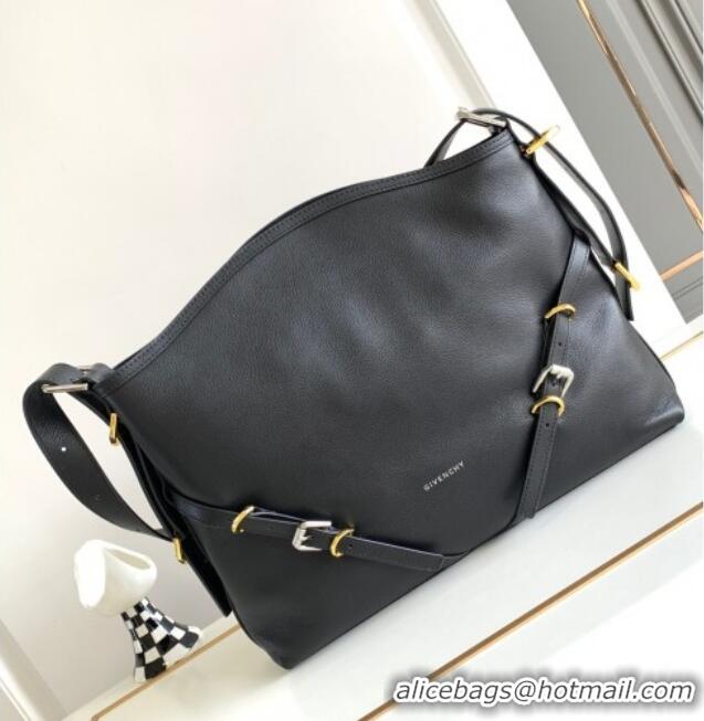 Well Crafted Givenchy Medium Voyou Shoulder Bag in Tumbled Buffalo Leather 2502 Black 2024