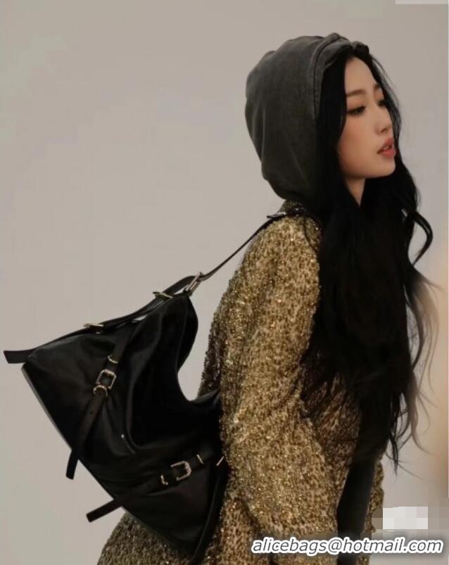 Well Crafted Givenchy Medium Voyou Shoulder Bag in Tumbled Buffalo Leather 2502 Black 2024