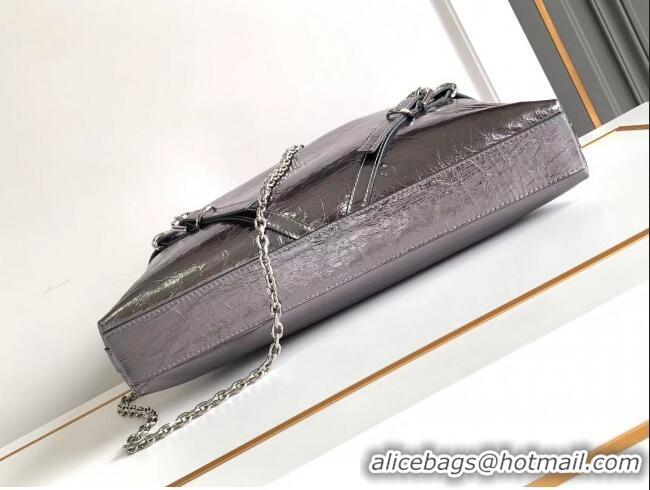 Most Popular Givenchy Medium Voyou Chain Bag in Laminated Leather 2503 Silver Grey 2024