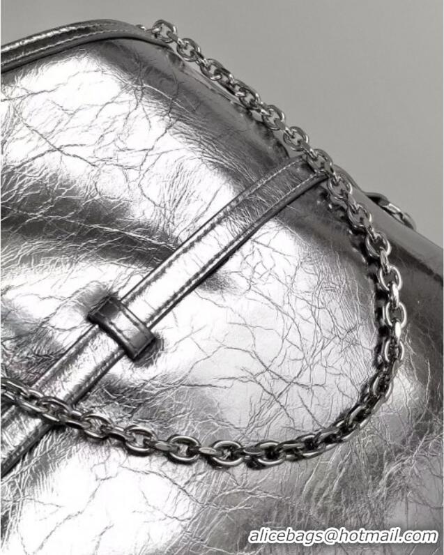 Most Popular Givenchy Medium Voyou Chain Bag in Laminated Leather 2503 Silver Grey 2024
