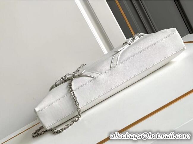 Spot Bulk Givenchy Medium Voyou Chain Bag in Tumbled Calfskin Leather 2503 White 2024