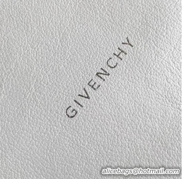 Spot Bulk Givenchy Medium Voyou Chain Bag in Tumbled Calfskin Leather 2503 White 2024