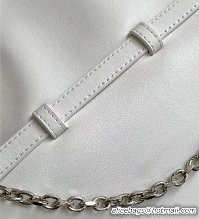 Spot Bulk Givenchy Medium Voyou Chain Bag in Tumbled Calfskin Leather 2503 White 2024