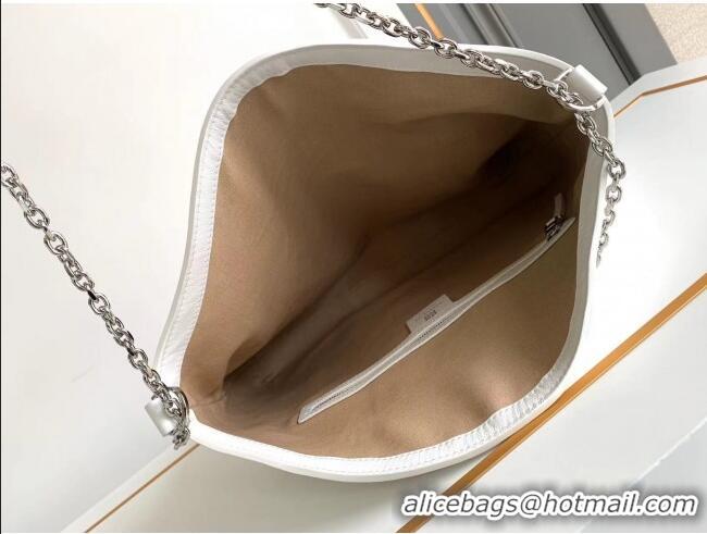 Spot Bulk Givenchy Medium Voyou Chain Bag in Tumbled Calfskin Leather 2503 White 2024