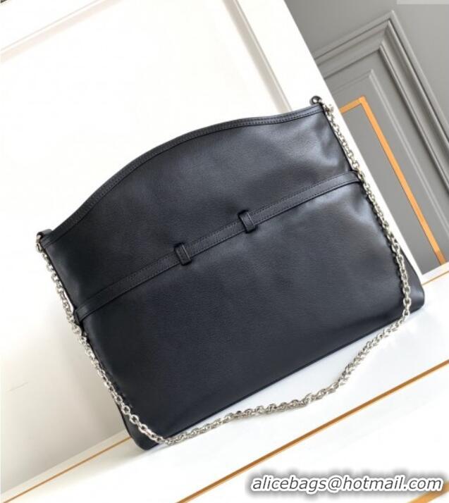 Best Grade Givenchy Medium Voyou Chain Bag in Tumbled Calfskin Leather 2503 Black/Silver 2024