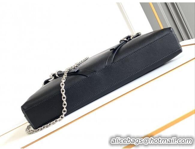 Best Grade Givenchy Medium Voyou Chain Bag in Tumbled Calfskin Leather 2503 Black/Silver 2024