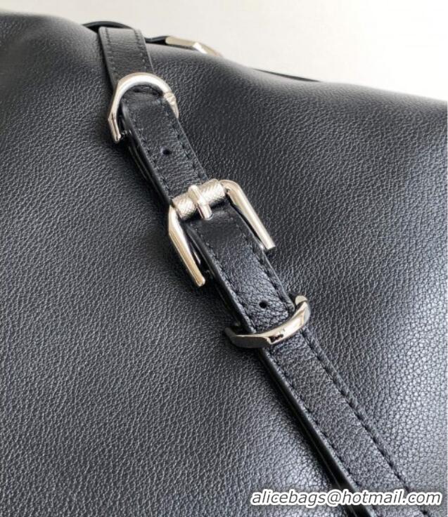 Best Grade Givenchy Medium Voyou Chain Bag in Tumbled Calfskin Leather 2503 Black/Silver 2024