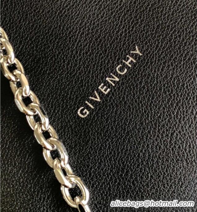 Best Grade Givenchy Medium Voyou Chain Bag in Tumbled Calfskin Leather 2503 Black/Silver 2024