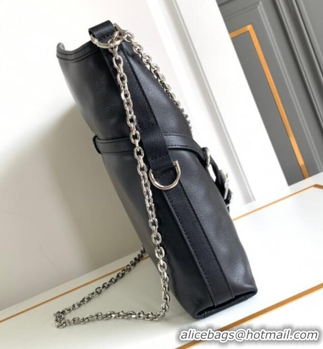Best Grade Givenchy Medium Voyou Chain Bag in Tumbled Calfskin Leather 2503 Black/Silver 2024
