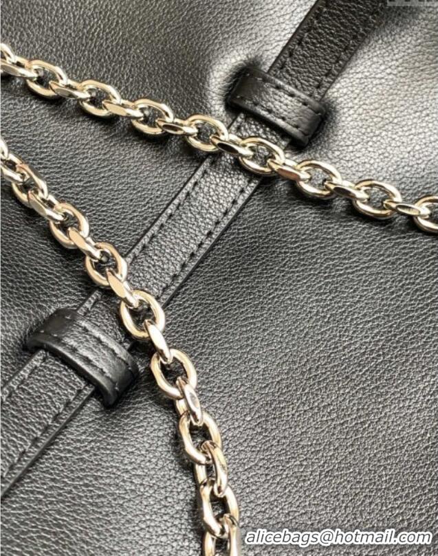 Best Grade Givenchy Medium Voyou Chain Bag in Tumbled Calfskin Leather 2503 Black/Silver 2024