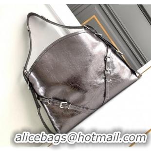 Discount Givenchy Medium Voyou Shoulder Bag in Laminated Leather 2503 Silver Grey 2024