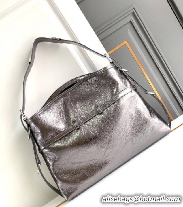 Discount Givenchy Medium Voyou Shoulder Bag in Laminated Leather 2503 Silver Grey 2024