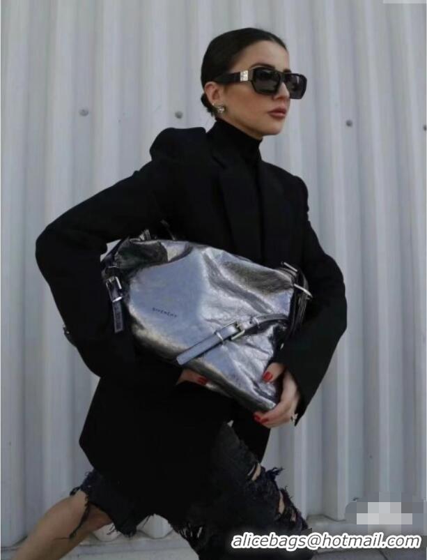 Discount Givenchy Medium Voyou Shoulder Bag in Laminated Leather 2503 Silver Grey 2024