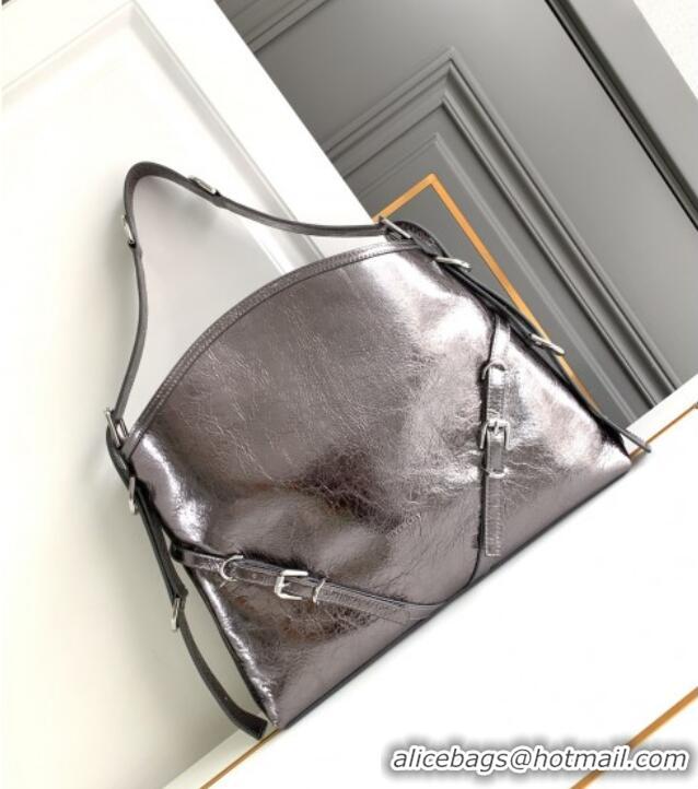 Discount Givenchy Medium Voyou Shoulder Bag in Laminated Leather 2503 Silver Grey 2024