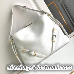 Well Crafted Givenchy Medium Voyou Shoulder Bag in Tumbled Buffalo Leather 2503 White 2024