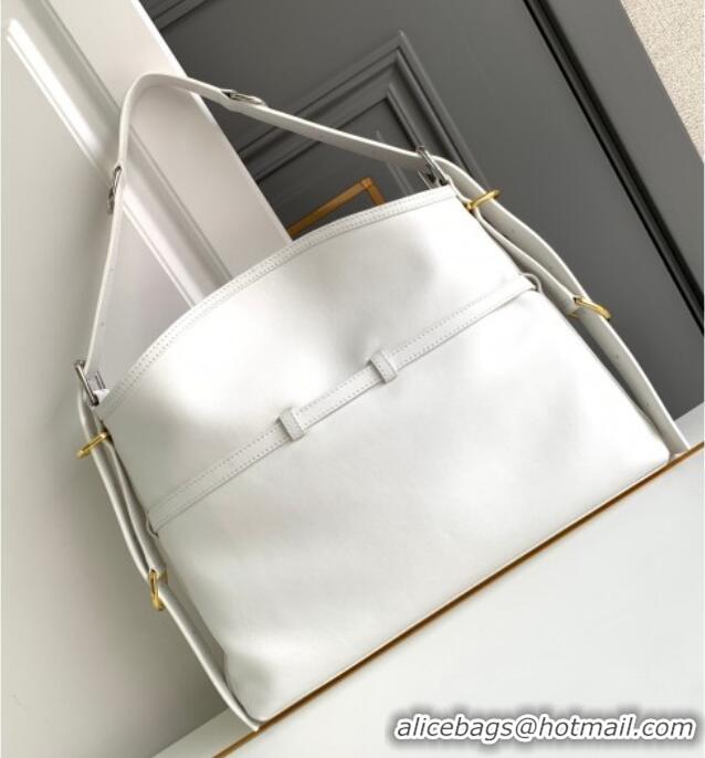 Well Crafted Givenchy Medium Voyou Shoulder Bag in Tumbled Buffalo Leather 2503 White 2024