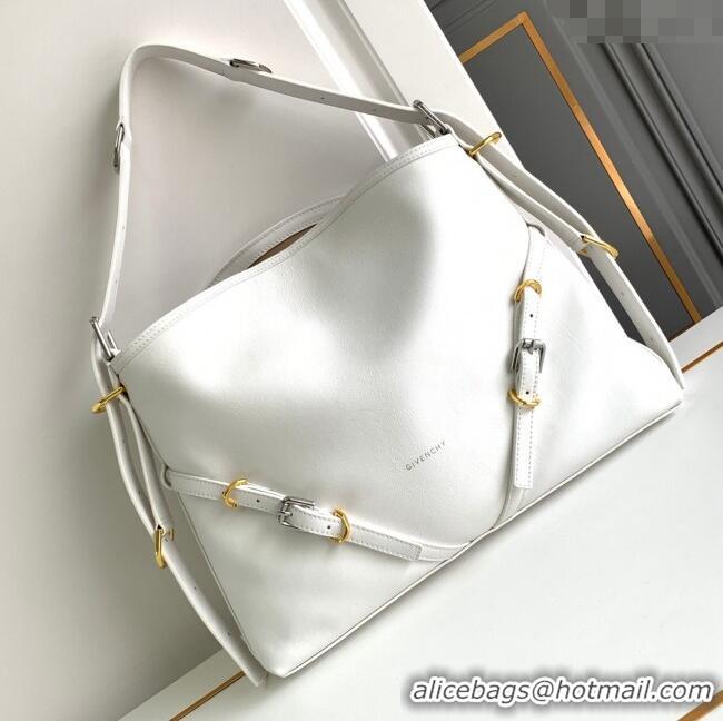 Well Crafted Givenchy Medium Voyou Shoulder Bag in Tumbled Buffalo Leather 2503 White 2024