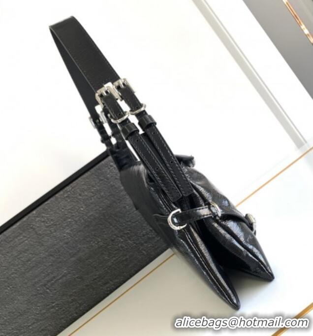 Best Quality Givenchy Small P'tit Voyou bag in patent leather 8013 Black 2025