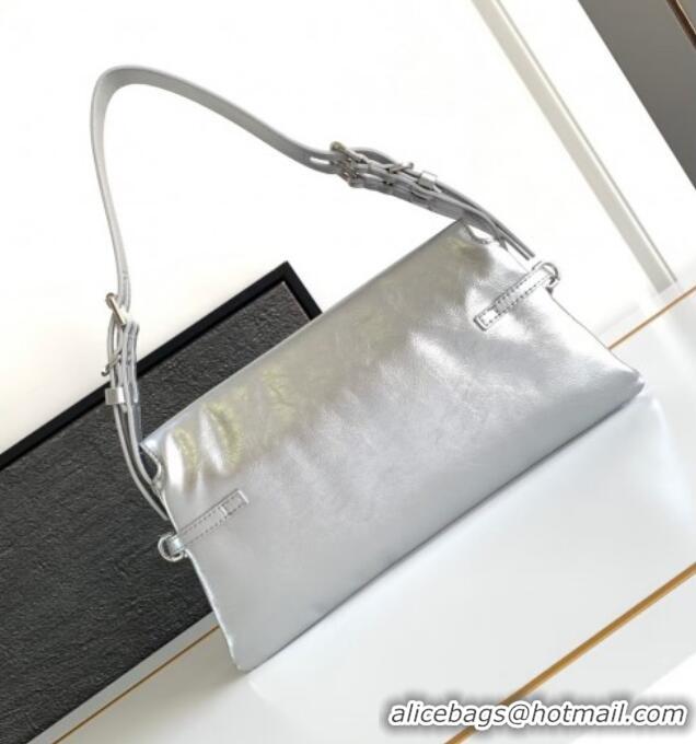 Famous Brand Givenchy Small P'tit Voyou bag in patent leather 8013 Silver 2025