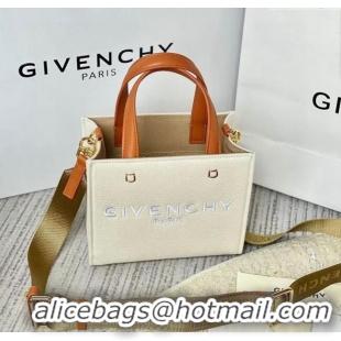 Buy Fashionable Givenchy Mini G-Tote shopping bag in canvas 8016 Beige/Brown 2025