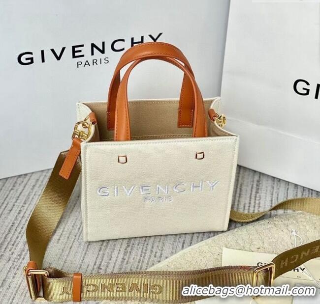 Buy Fashionable Givenchy Mini G-Tote shopping bag in canvas 8016 Beige/Brown 2025