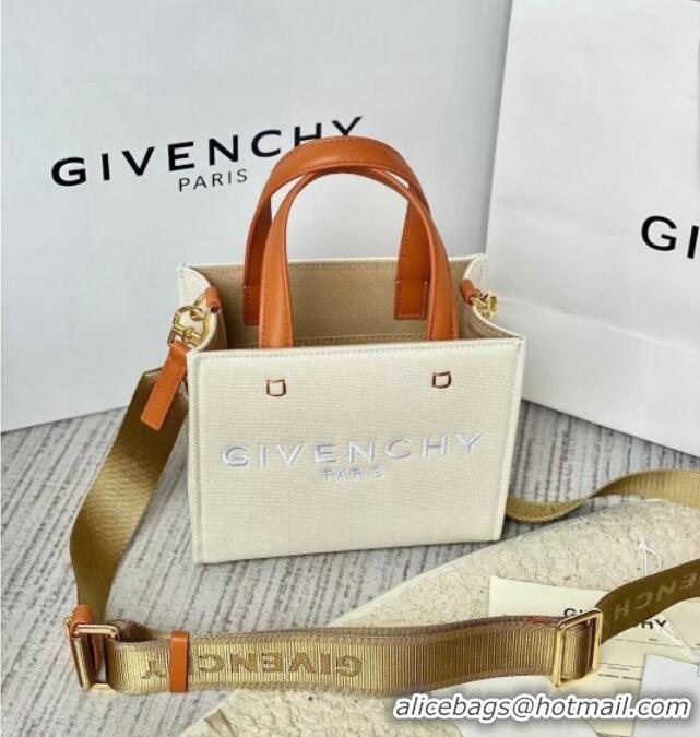 Buy Fashionable Givenchy Mini G-Tote shopping bag in canvas 8016 Beige/Brown 2025