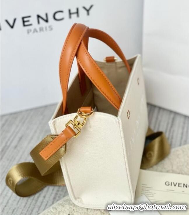 Buy Fashionable Givenchy Mini G-Tote shopping bag in canvas 8016 Beige/Brown 2025
