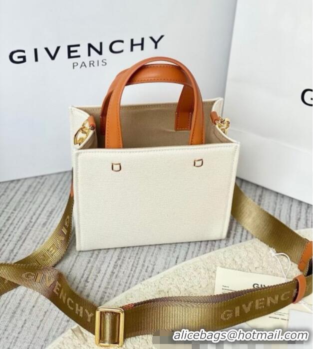 Buy Fashionable Givenchy Mini G-Tote shopping bag in canvas 8016 Beige/Brown 2025
