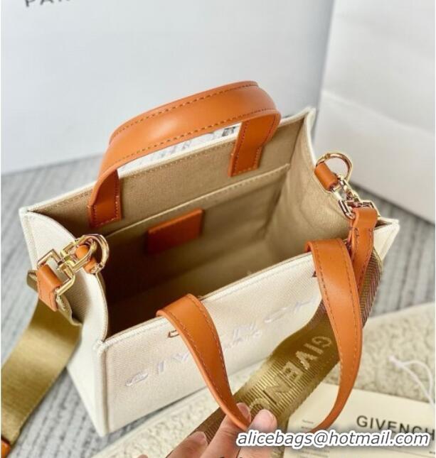 Buy Fashionable Givenchy Mini G-Tote shopping bag in canvas 8016 Beige/Brown 2025