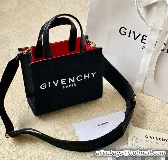 Top Quality Givenchy Mini G-Tote shopping bag in canvas 8016 Black/Red 2025